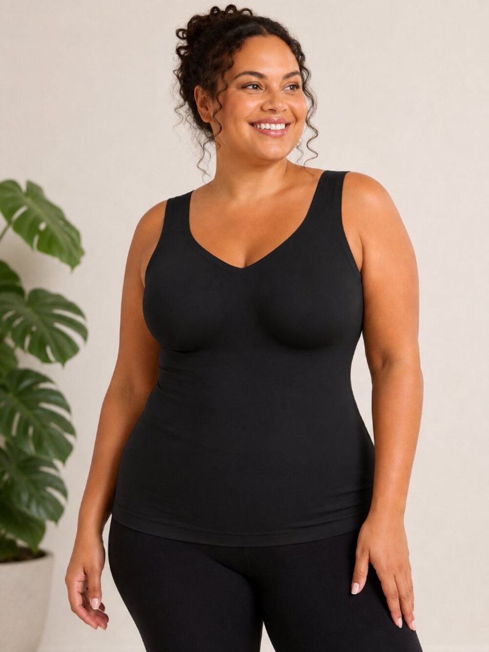 Evelyn & Bobbie Smoothing Cami 3XL Black Wireless Bra Shapewear Support Tan 1249